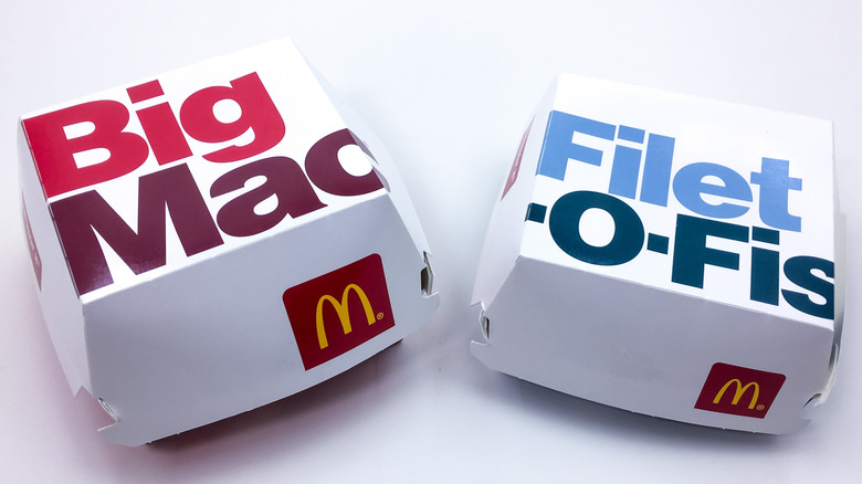 a Big Mac box beside a Filet-O-Fish box against a white background