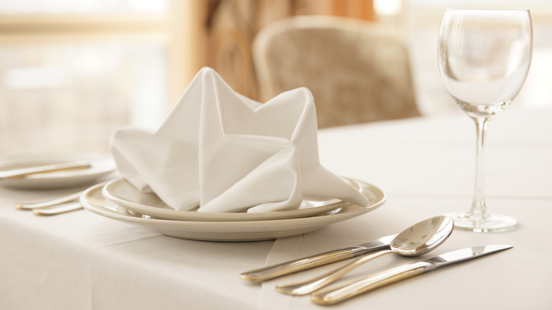 Place setting at nice restaurant