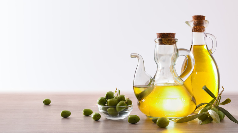 olive oil in glass containers
