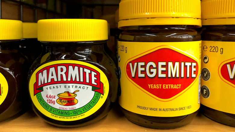 Jars of Marmite and Vegemite
