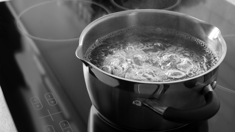 boiling water on stove