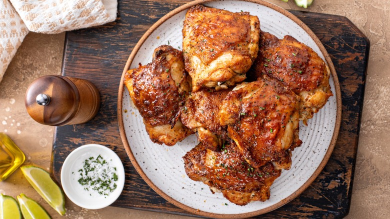 air fried chicken thighs on a plate