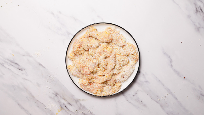 Breaded chicken on plate