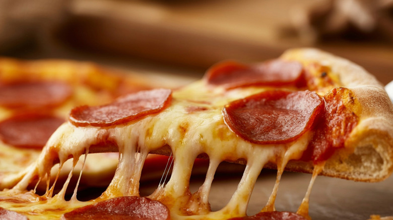 Slice of pepperoni pizza