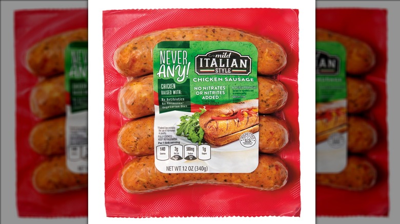 Never Any! Mild Italian Chicken Sausage on white background