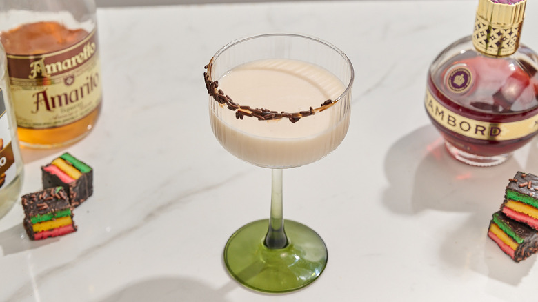 strained cocktail in cocktail glass