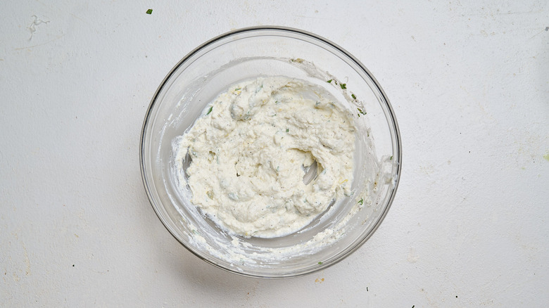 sausage filling ingredients combined in a bowl