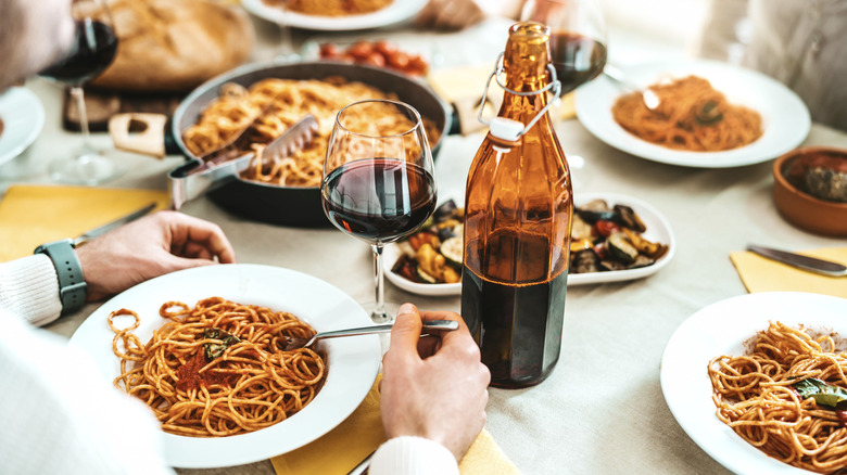 italian dishes on table at restaurant