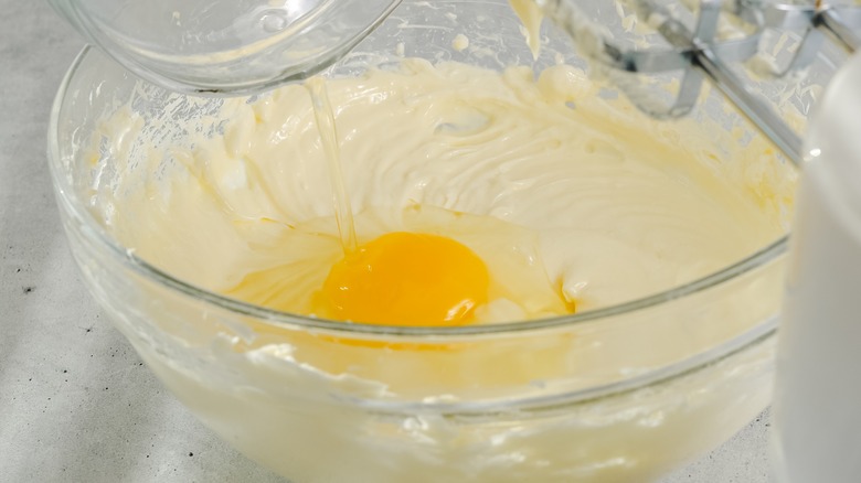 Egg in cheesecake batter