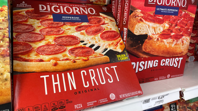 DiGiorno pizza on a supermarket shelf