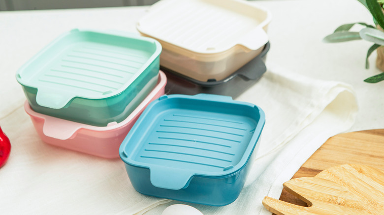 silicone food containers in various colors
