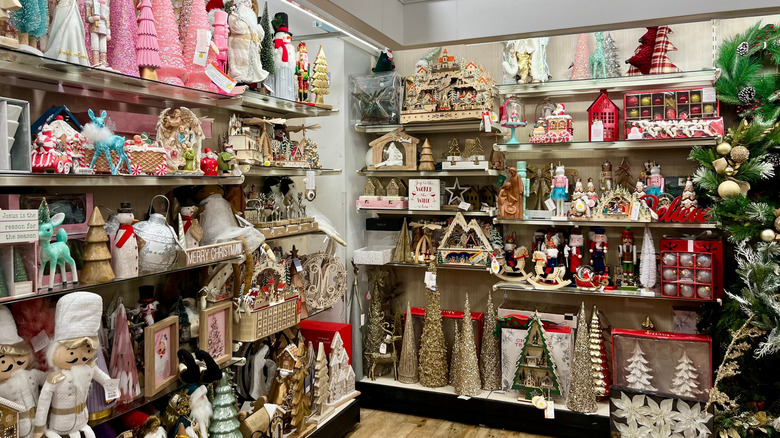 An aisle in HomeGoods that features holiday and Christmas items