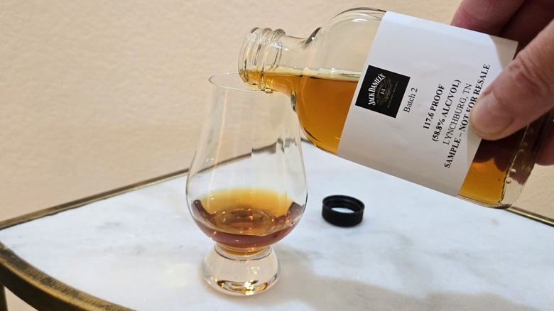 Pouring Jack Daniel's 14 year-old into a Glencairn glass