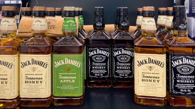 Jack Daniel's bottles with different labels in store