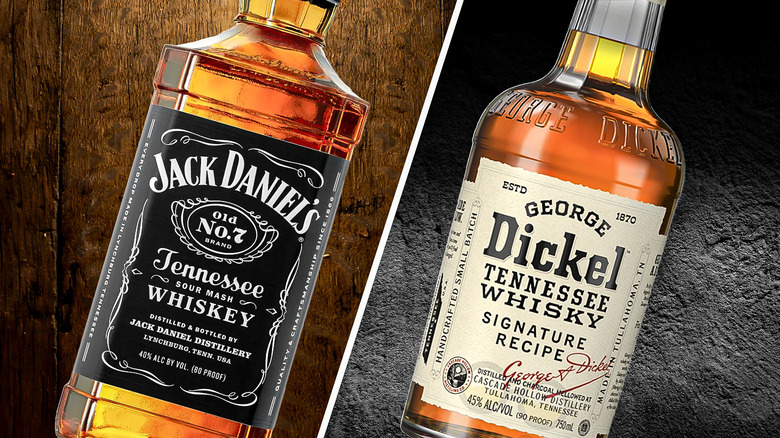 Jack Daniels and George Dickel bottles