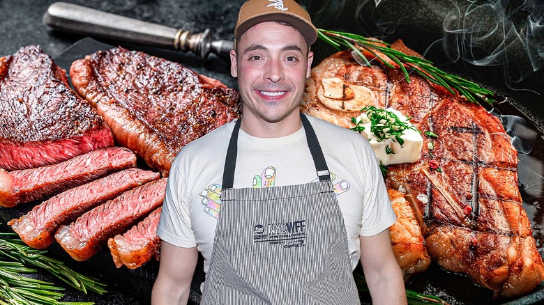 Jeff Mauro with a couple steaks