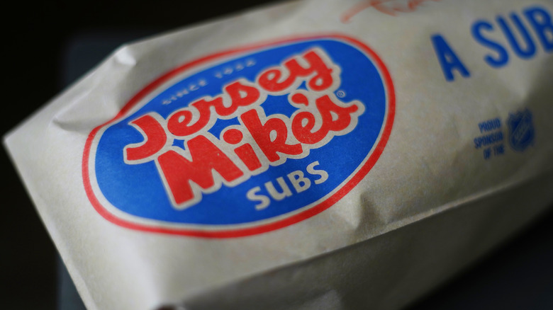 Jersey Mike's sub in paper wrapper