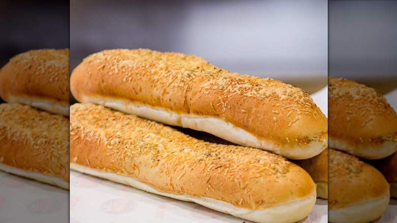 Three loaves of Jersey Mike's rosemary Parmesan bread