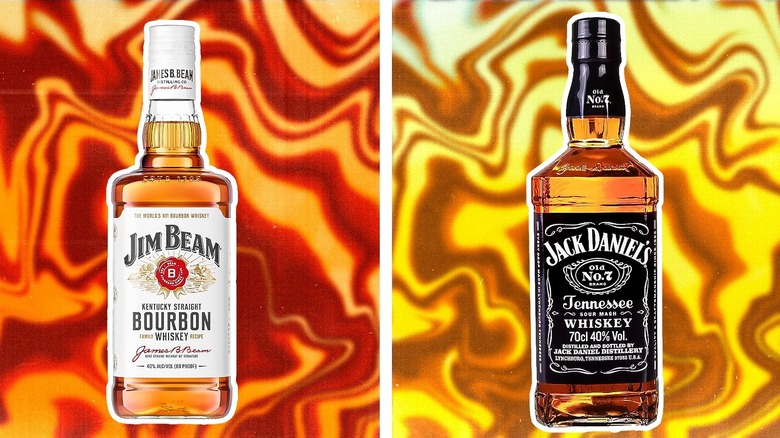 Bottles of Jack Daniel's and Jim Beam