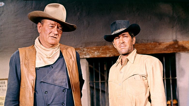 Dean Martin and John Wayne on the set of "The Sons of Katie Elder"