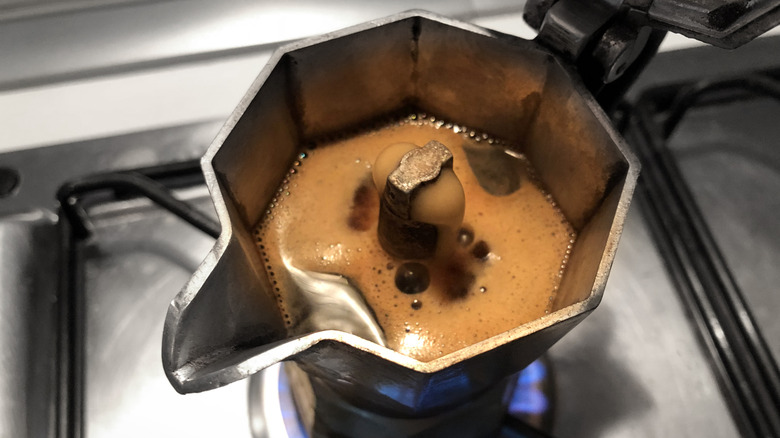 Coffee being made on a gas stove
