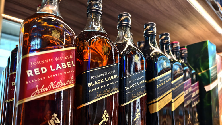 Different variants of Johnnie Walker.
