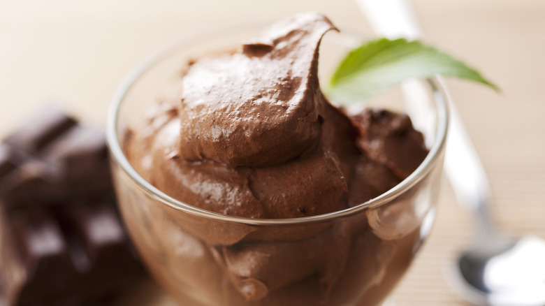 chocolate mousse in a serving glass
