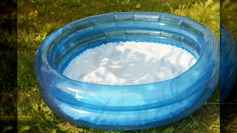 Inflatable kiddie pool outside
