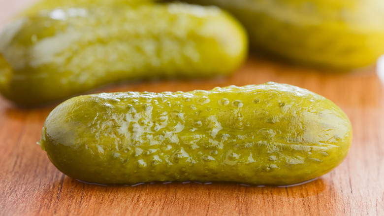 pickle on cutting board