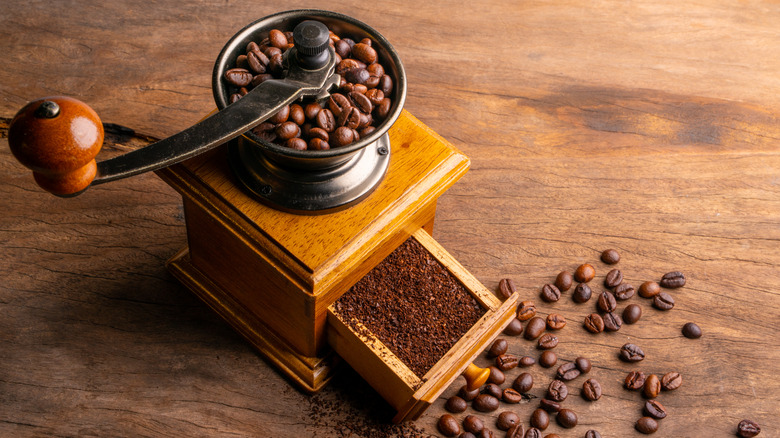 old-fashioned manual coffee grinder
