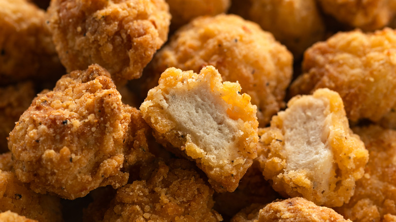 Closeup of popcorn chicken