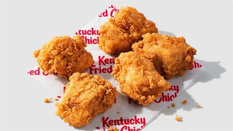 KFC chicken nuggets on napkins