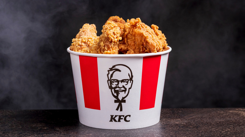 A bucket of KFC fried chicken