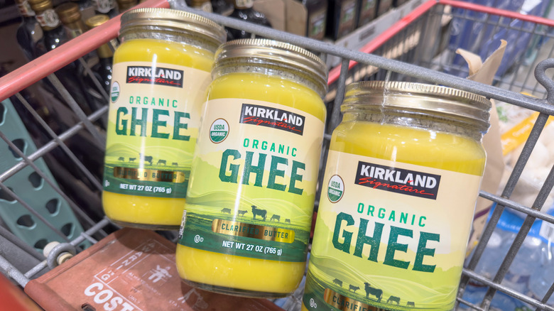 Three jars of Kirkland ghee in shopping cart