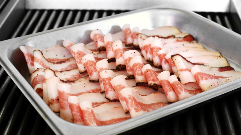 pre cooked bacon on tray