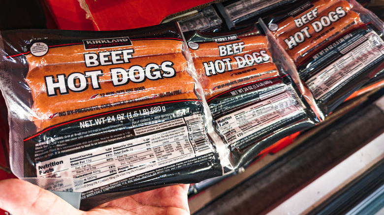 Costco Kirkland beef hot dogs.