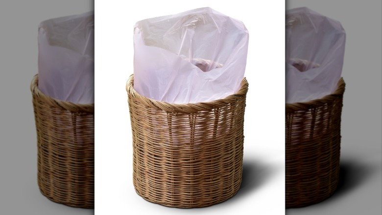 hamper with trash bag