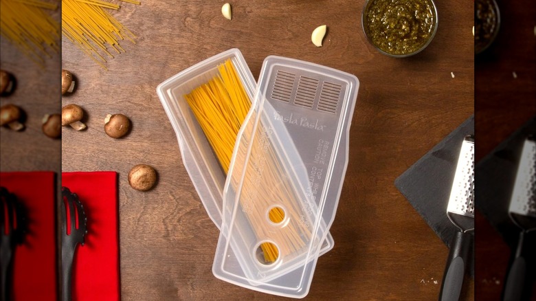A Fasta Pasta microwave cooker on a countertop