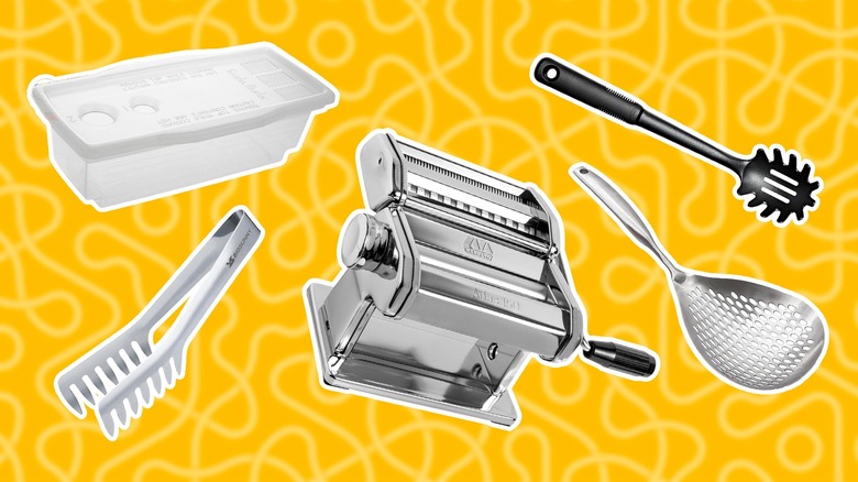 Various pasta making and serving tools