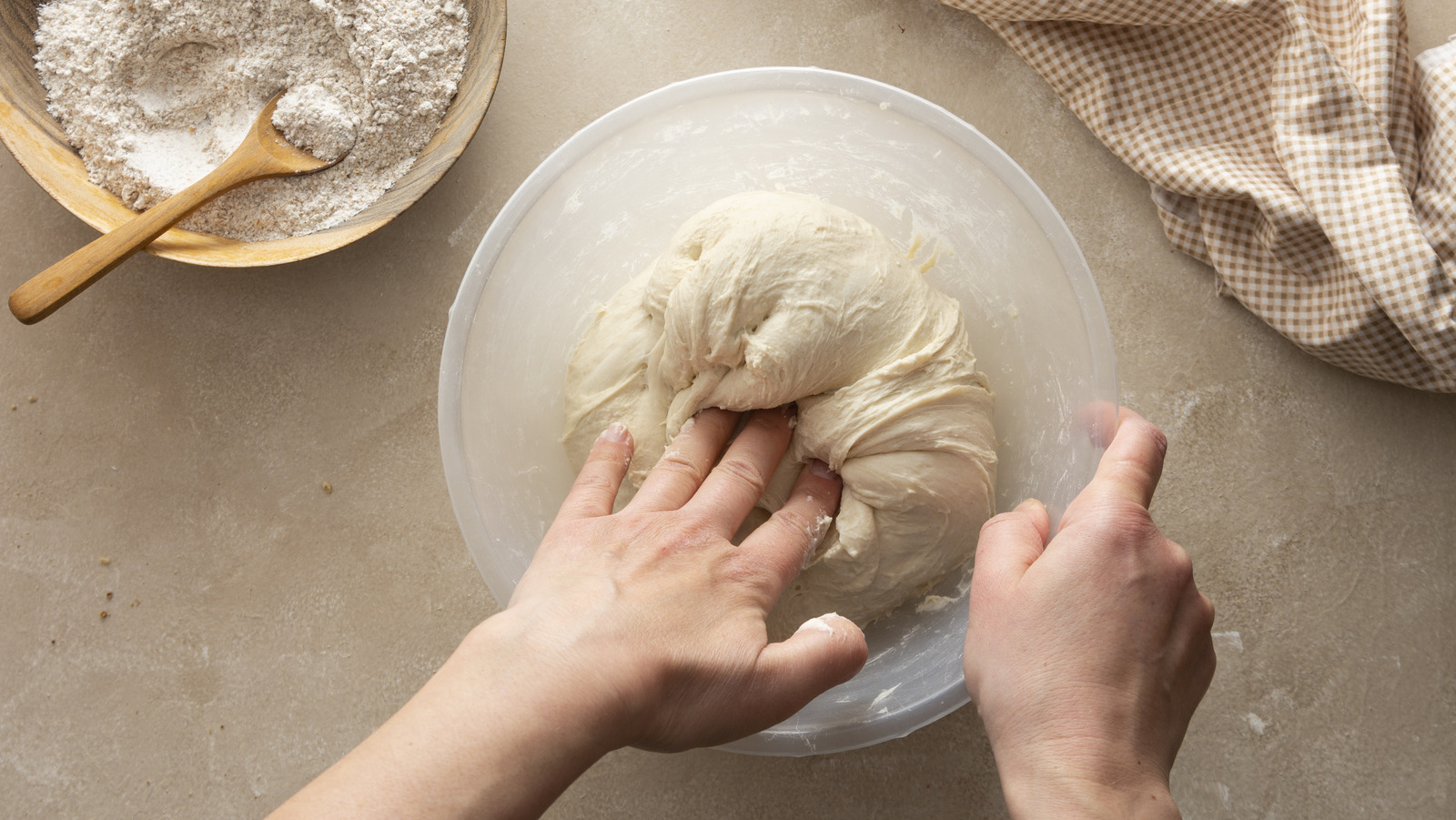 Knead Wet Bread Dough In A Bowl Instead Of On The Counter For Better