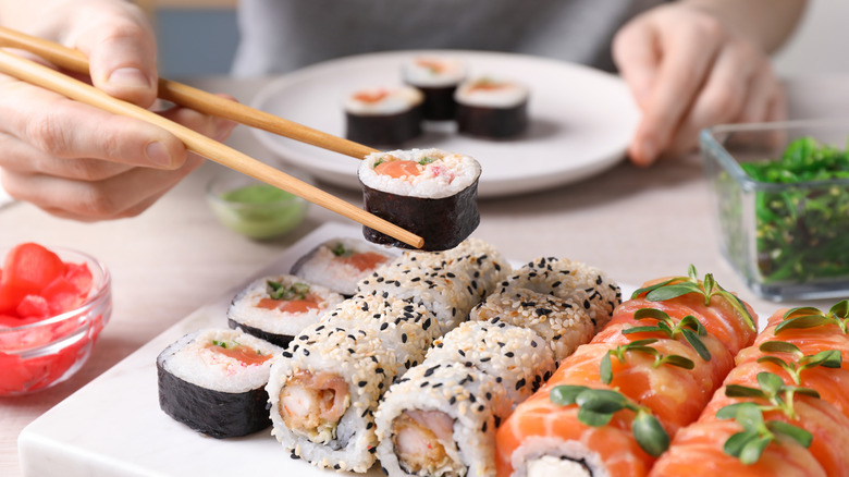 assorted sushi pieces