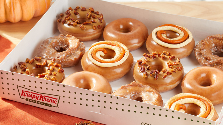 box of Krispy Kreme fall themed donuts