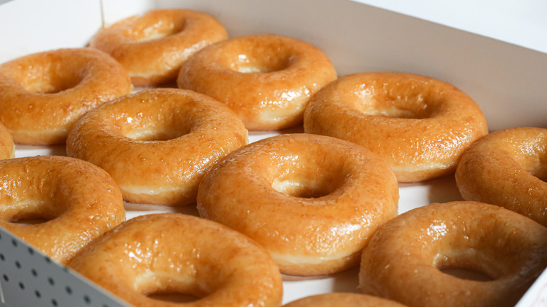 Dozen Krispy Kreme doughnuts