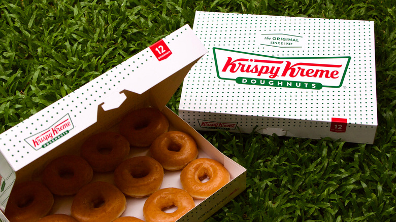 Boxes of Krispy Kreme donuts 