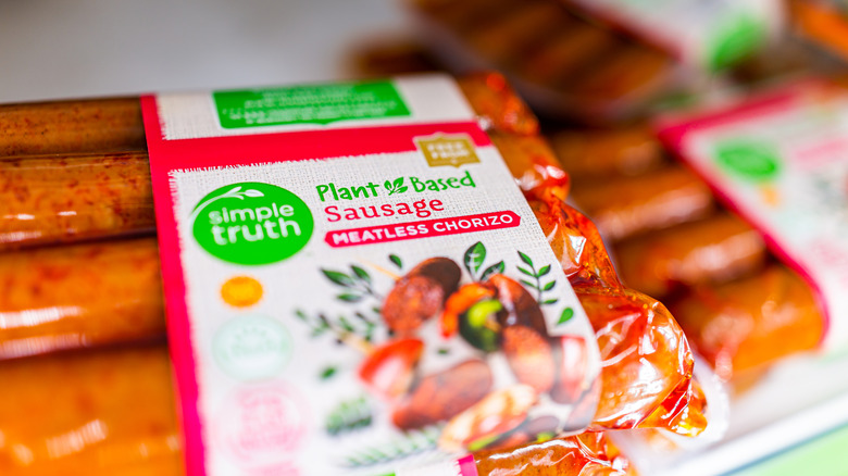 Simple Truth plant-based sausage on shelf