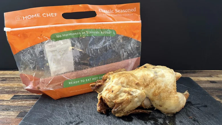 A Kroger rotisserie chicken and its orange packaging