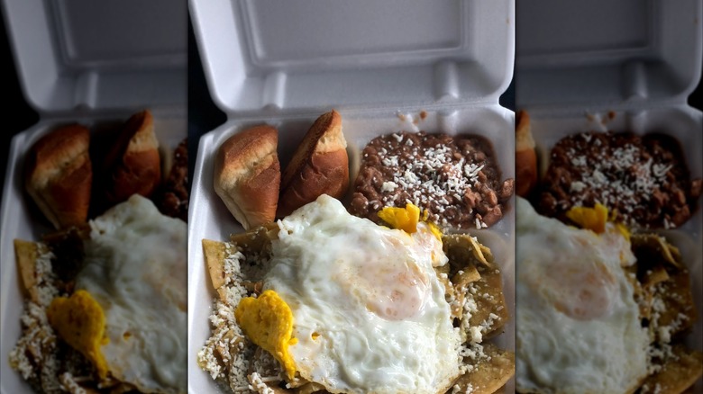 Mexican breakfast platter of eggs and beans