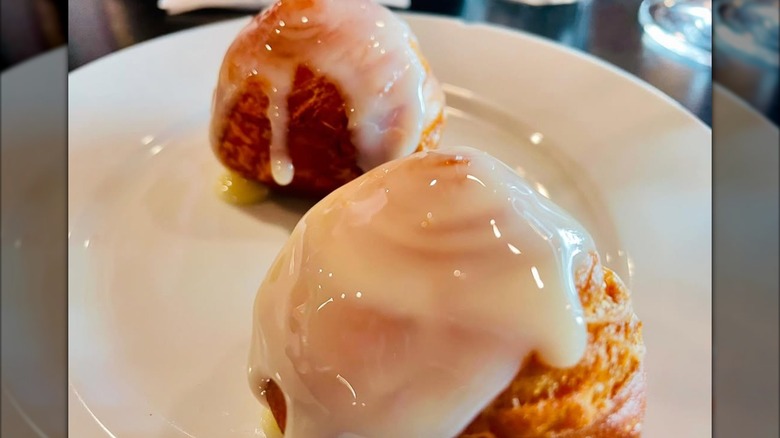 Glazed donuts on a white plate