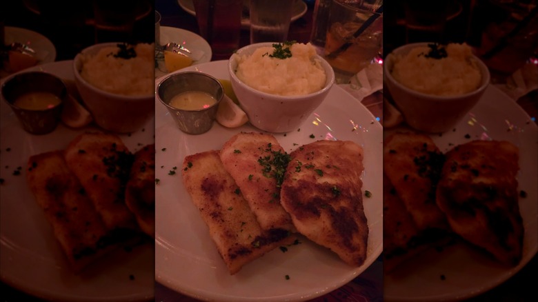 Bread and whipped butter on a white plate at The Galley