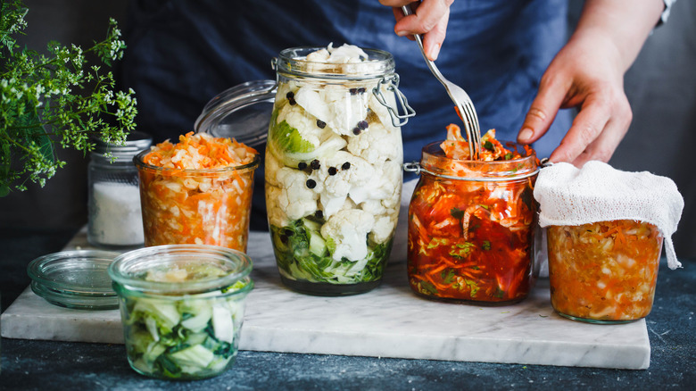 variety of fermented foods